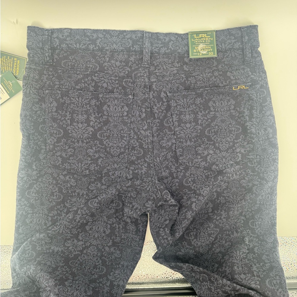 Ralph Lauren Dark Blue Floral Patterned Straight Leg Jeans size 12 NWT - Picture 4 of 9